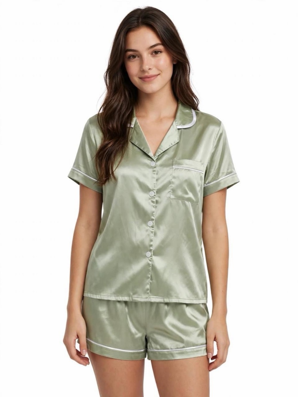Sage Green Satin Maid of Honor Pajama Set Size Small Bridal Party Sleepwear